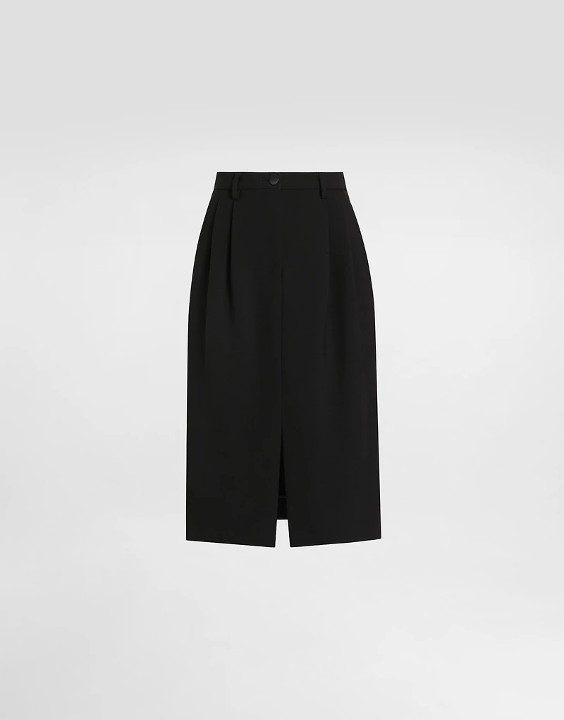 Midi skirt double wool crêpe