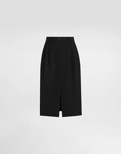 Midi skirt double wool crêpe