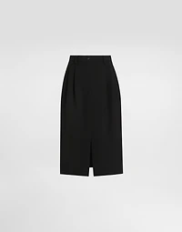 Midi skirt double wool crêpe