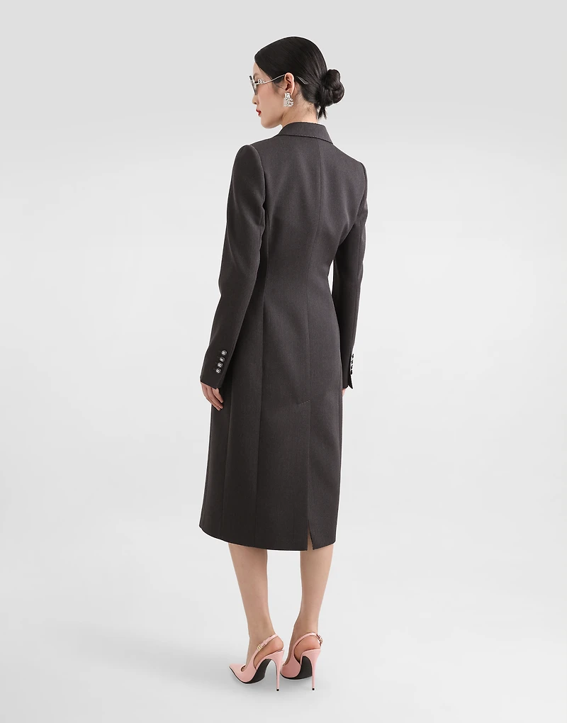 Double-breasted wool coat with DG-branded buttons