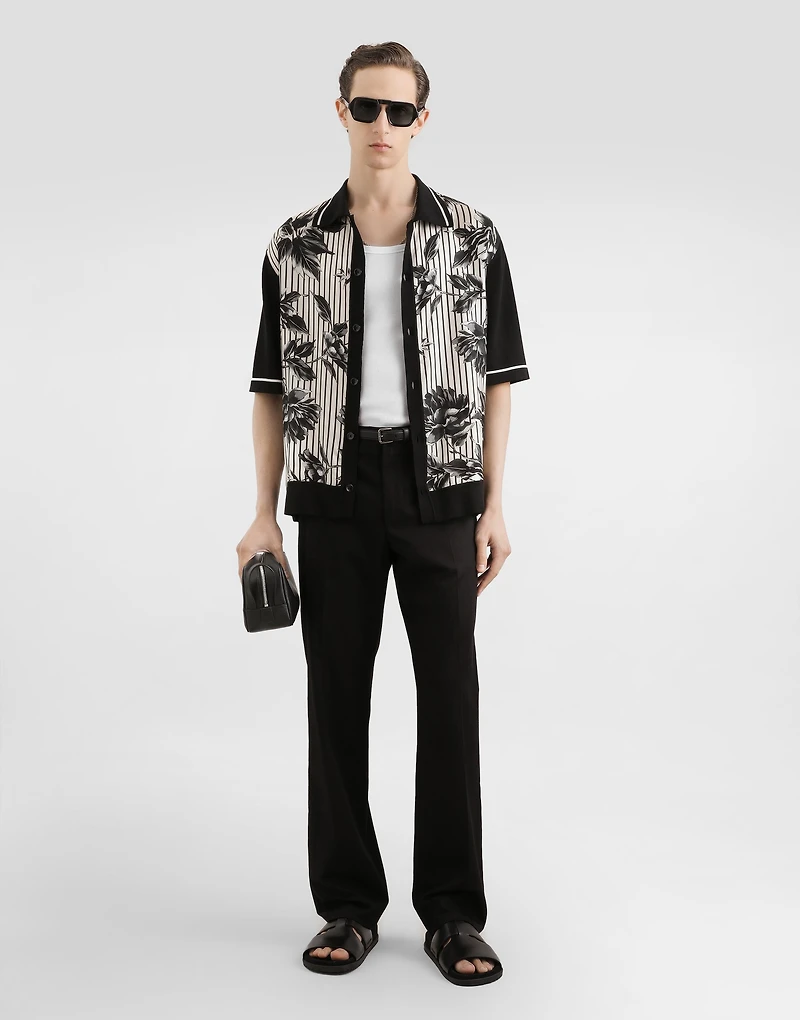 Silk and cotton shirt with twill