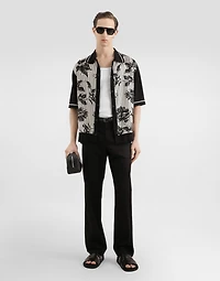 Silk and cotton shirt with twill