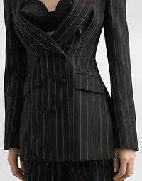Double-breasted pinstripe wool jacket