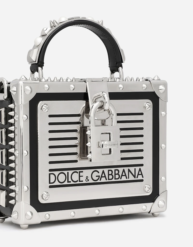 Polished calfskin Dolce Box bag with studs
