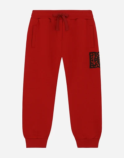 Jersey jogging pants with logo patch