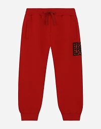 Jersey jogging pants with logo patch
