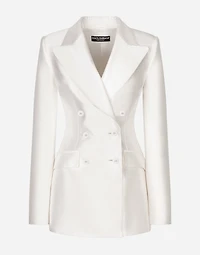 Double-breasted shantung Turlington blazer