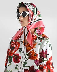 Flower-print poplin shirt