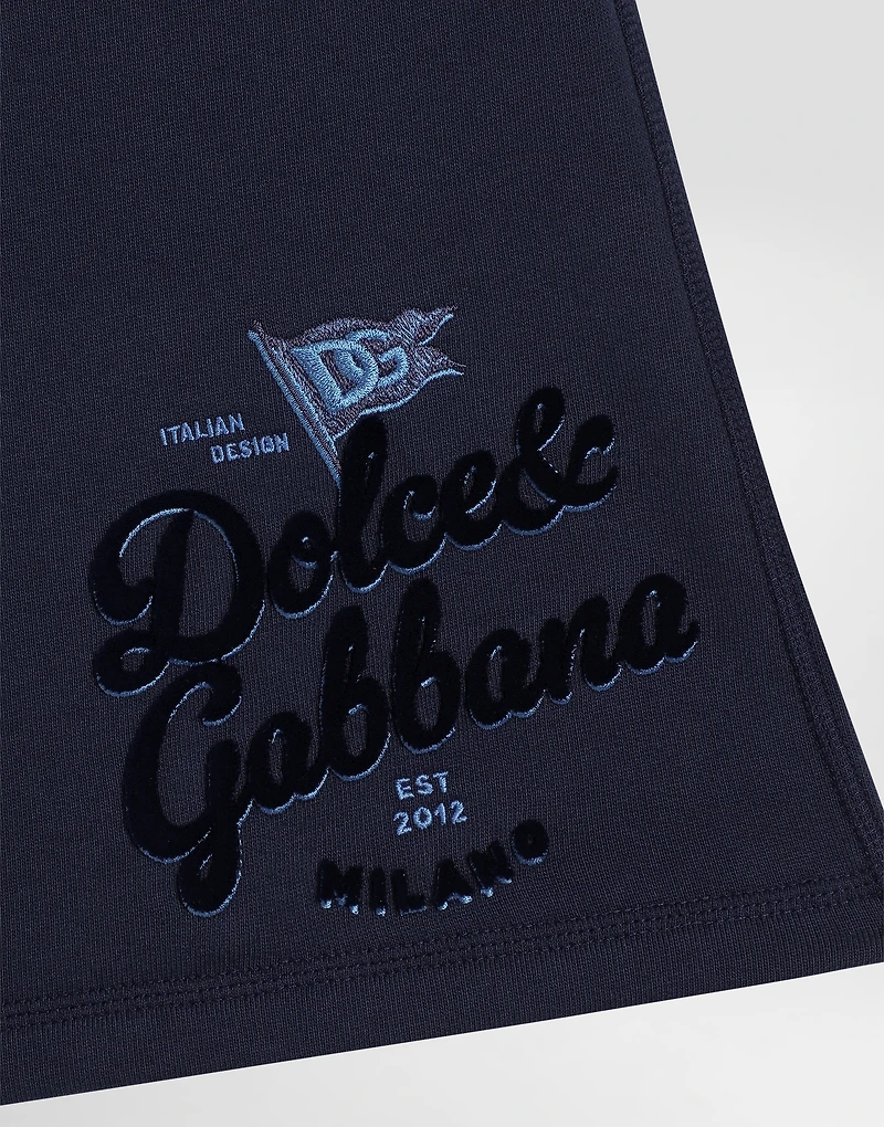 Fleece shorts with Dolce&Gabbana logo and flag