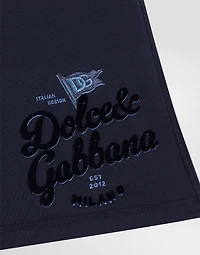 Fleece shorts with Dolce&Gabbana logo and flag