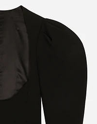 Calf-length wool dress with open neckline