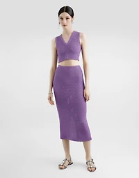 Calf-length crochet skirt