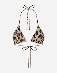 Leopard-print triangle bikini top