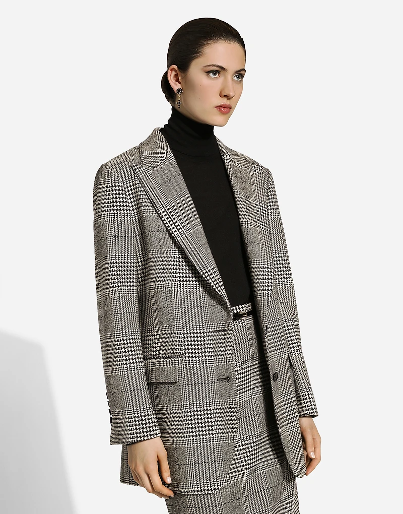 Single-breasted glen plaid jacket