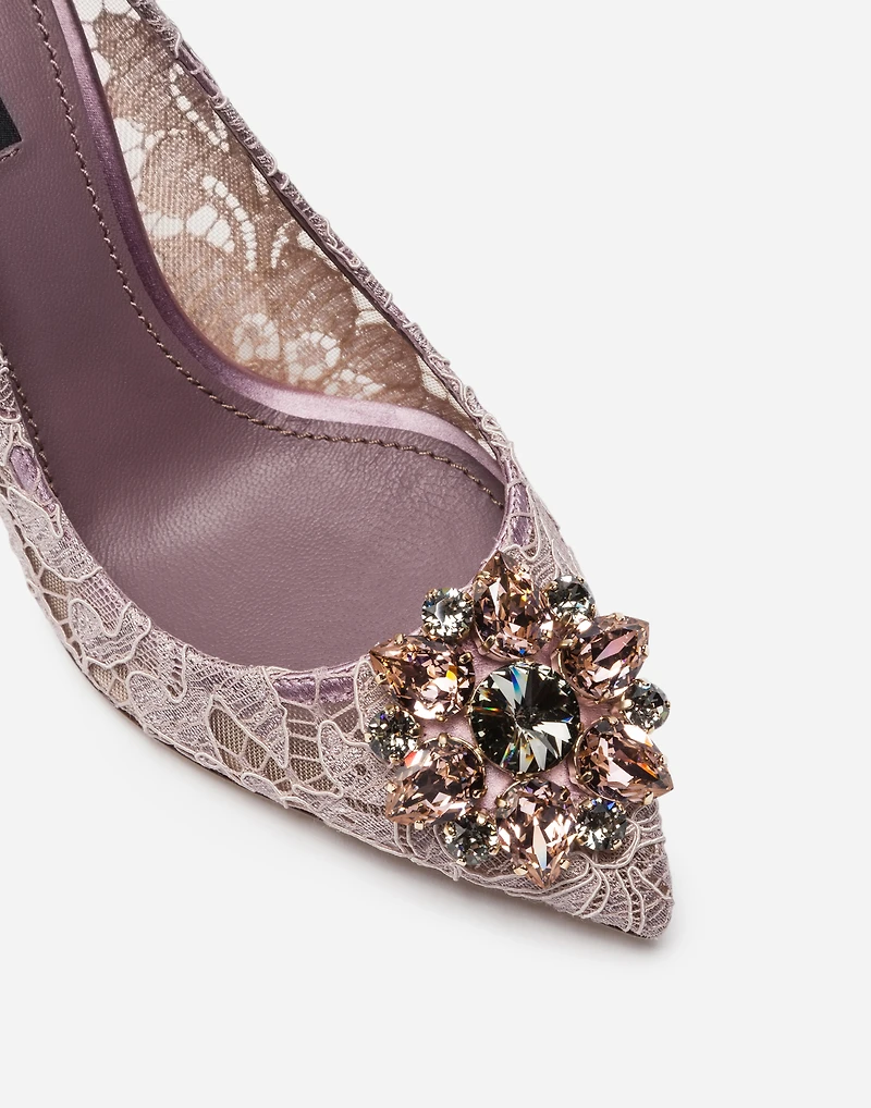 Lace rainbow pumps with brooch detailing