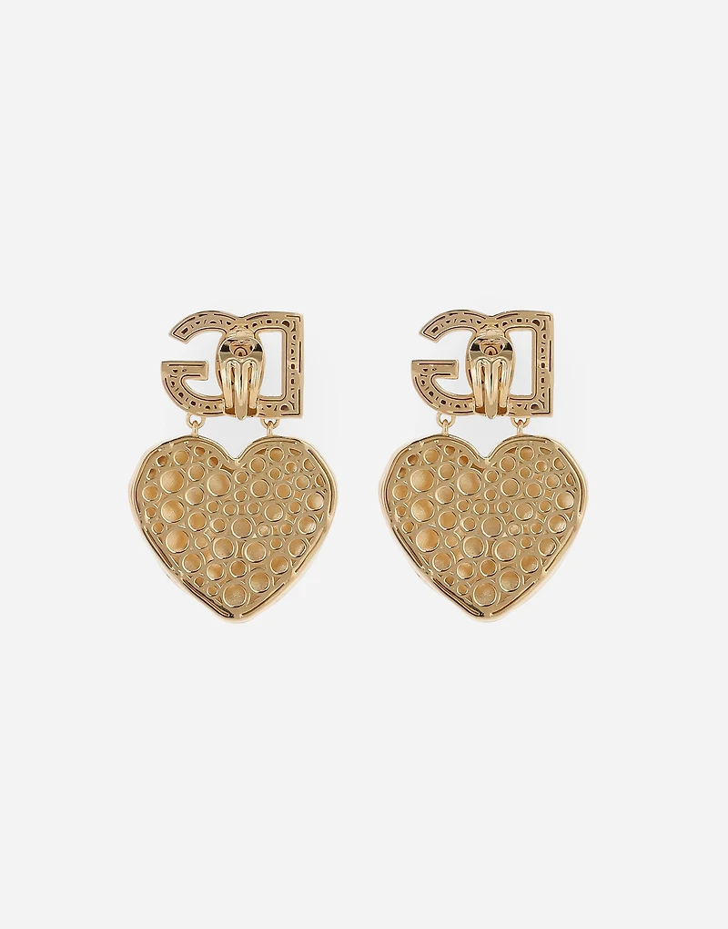Drop earrings with hearts and DG logo
