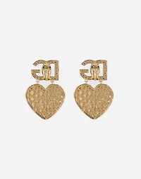 Drop earrings with hearts and DG logo