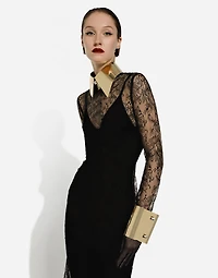 Chantilly lace fil coupé calf-length dress