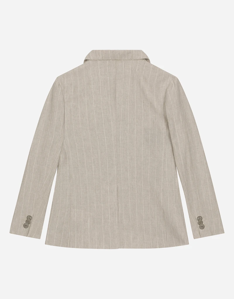 Single-breasted linen jacket with Dolce&Gabbana logo