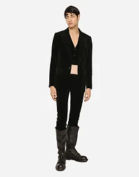Single-breasted smooth velvet suit