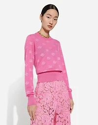 Wool and silk jacquard sweater with tonal DG logo
