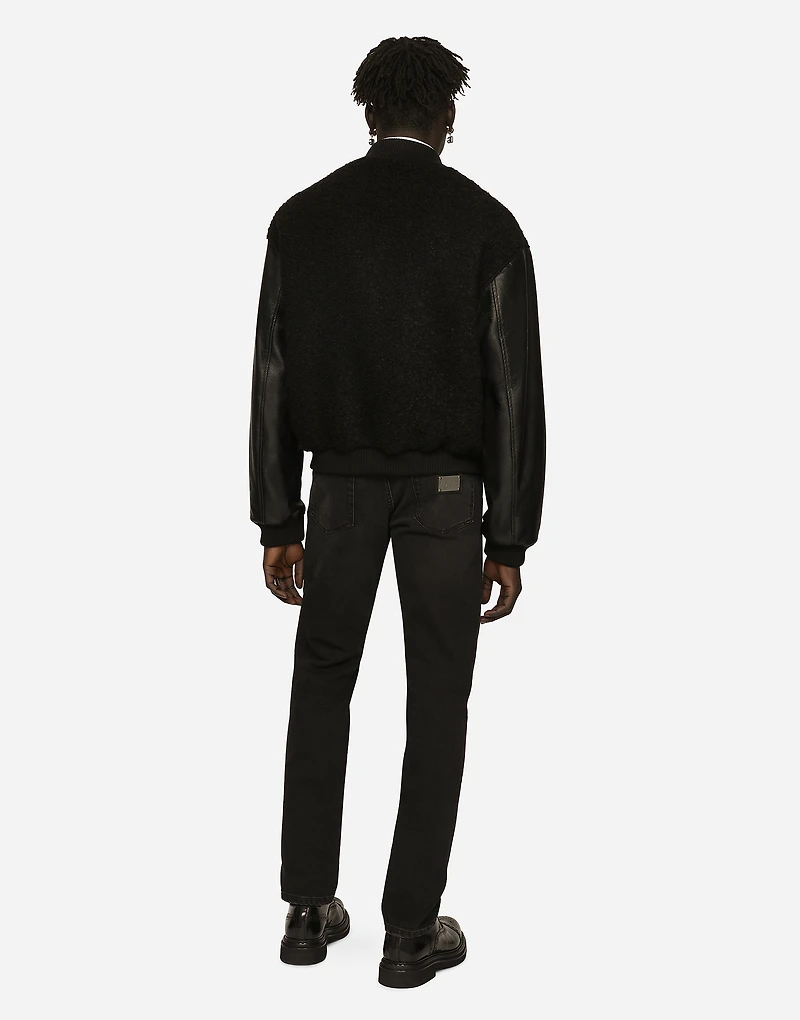 Slim fit stretch denim jeans with subtle abrasions