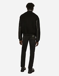 Slim fit stretch denim jeans with subtle abrasions