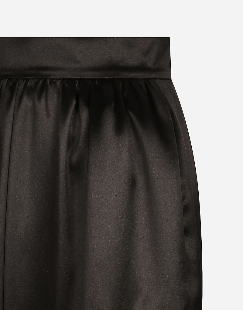 Long silk satin skirt with slit