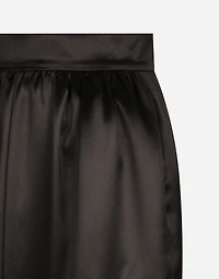 Long silk satin skirt with slit