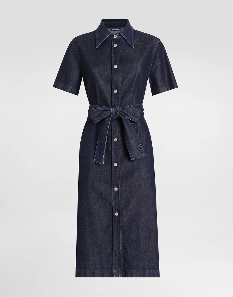 Silk denim shirt dress