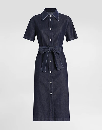 Silk denim shirt dress
