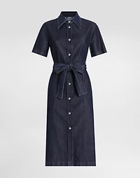 Silk denim shirt dress