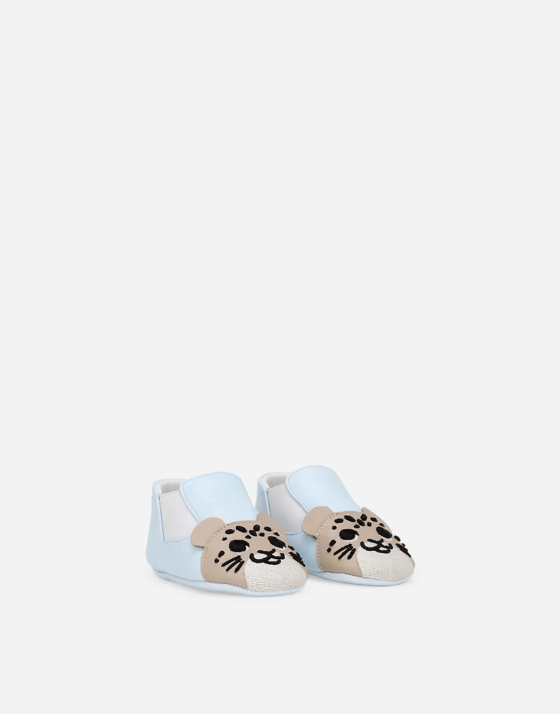 Lambskin low-top sneakers with leopard detail