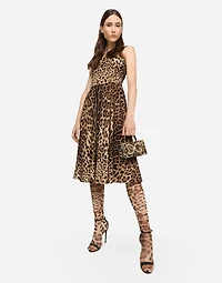 Leopard-print cady wrap dress