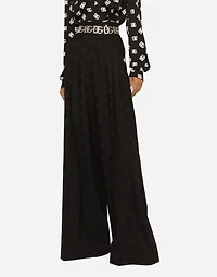 Wool jacquard pants with all-over DG logo