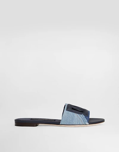 Patchwork denim slides with DG logo