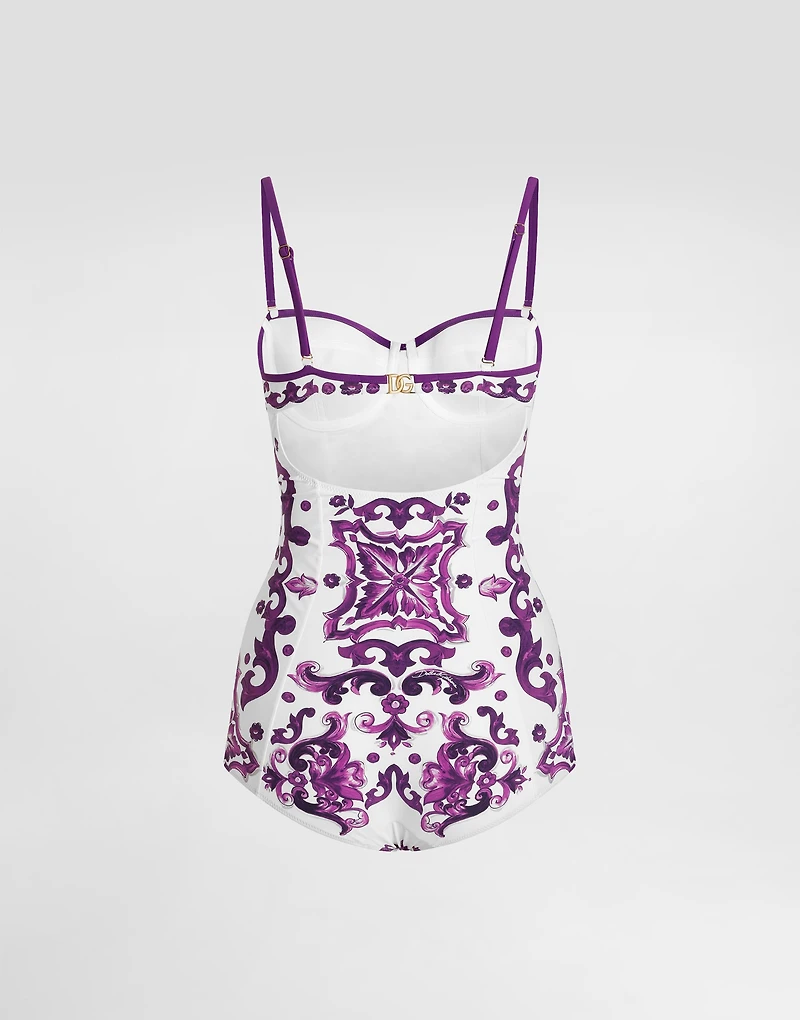 Majolica-print one-piece swimsuit