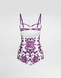 Majolica-print one-piece swimsuit