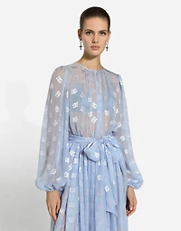 Dévoré silk jacquard calf-length dress with DG logo