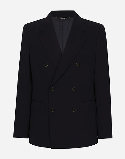 Wool twill double-breasted jacket