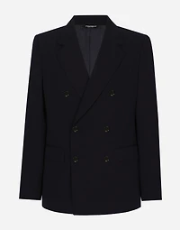 Wool twill double-breasted jacket