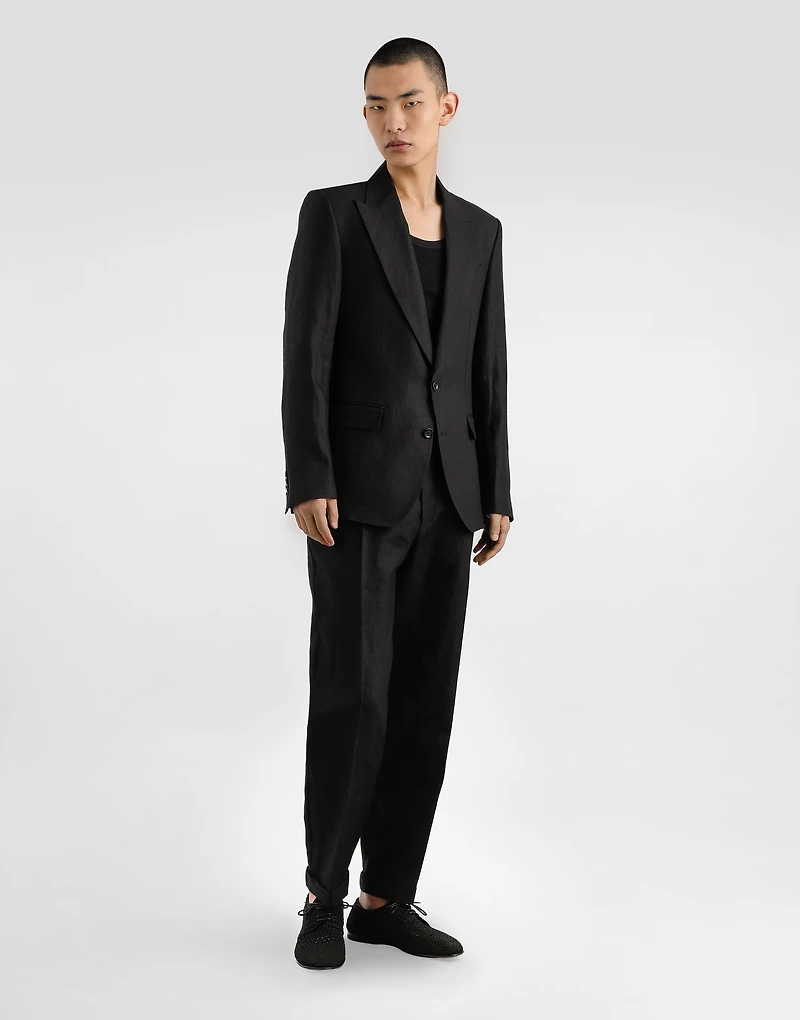 Single-breasted linen fabric jacket