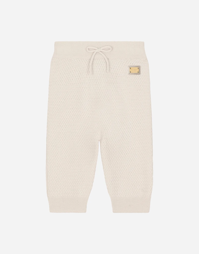 Basketweave-stitch knit pants