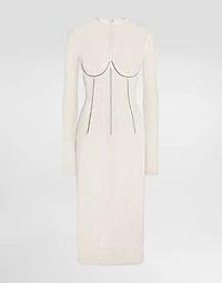 Lace calf-length dress with corset detailing