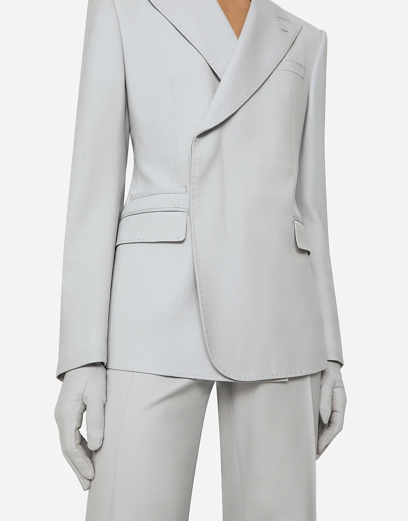 Double-breasted stretch wool Sicilia-fit jacket