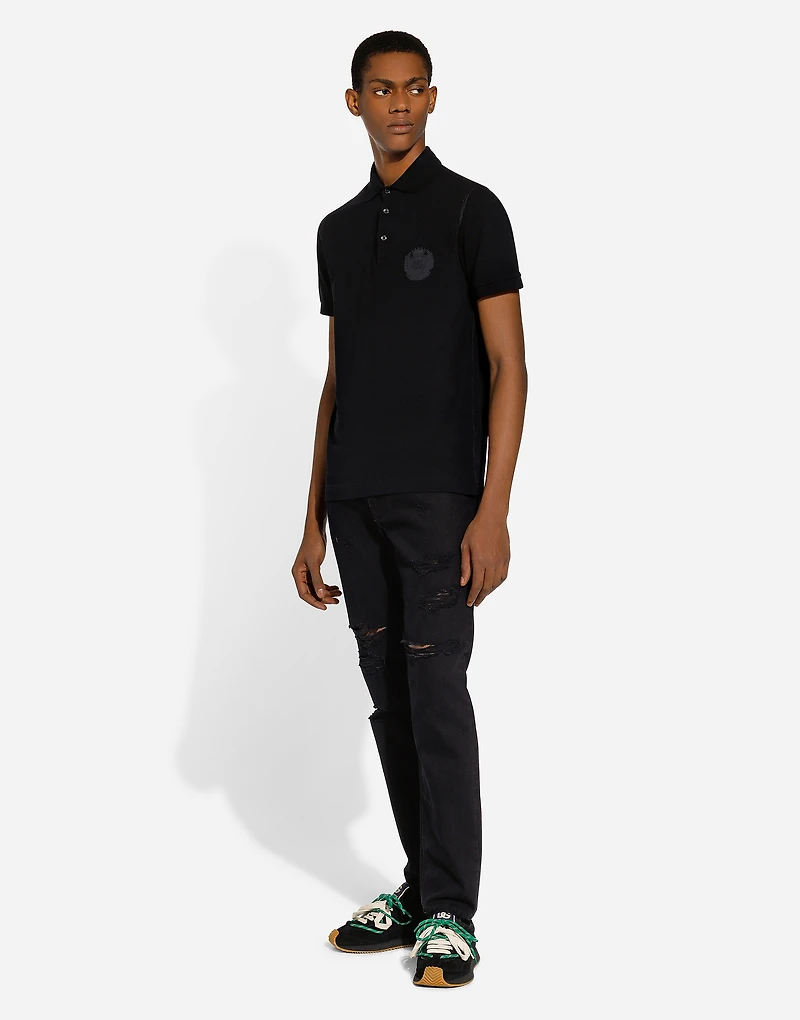 Cotton polo-shirt with DG logo embroidery