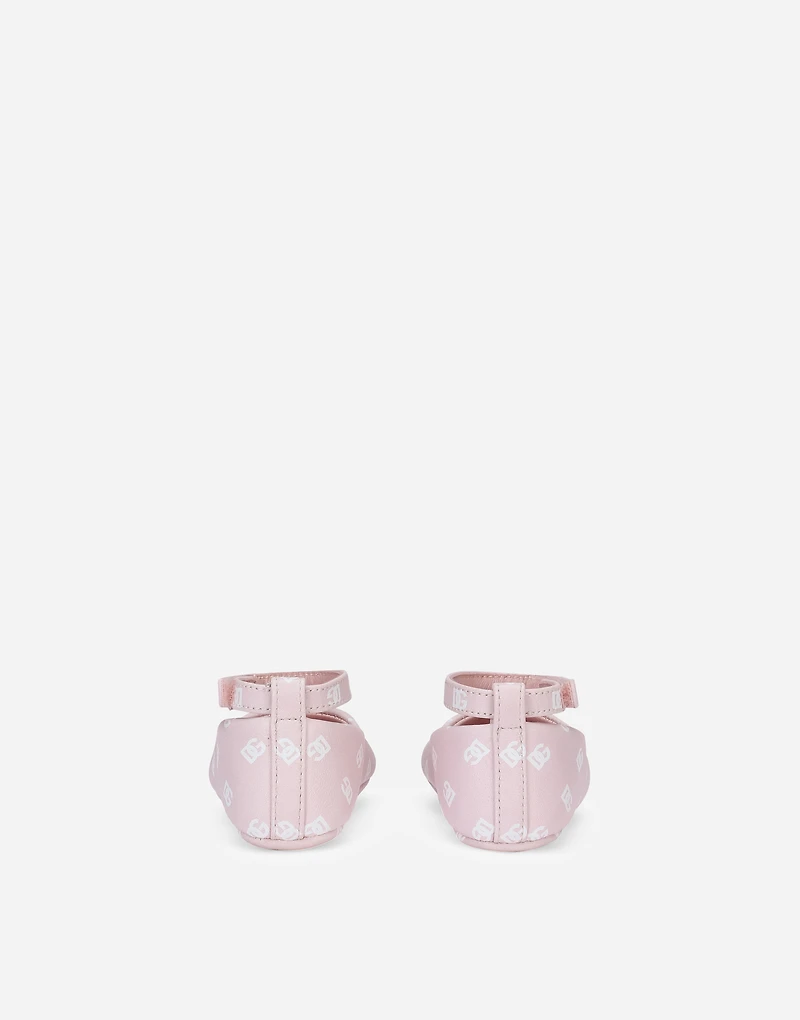 Nappa leather newborn ballet flats with DG-logo print