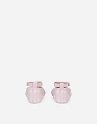 Nappa leather newborn ballet flats with DG-logo print