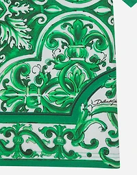Jersey T-shirt with green majolica print