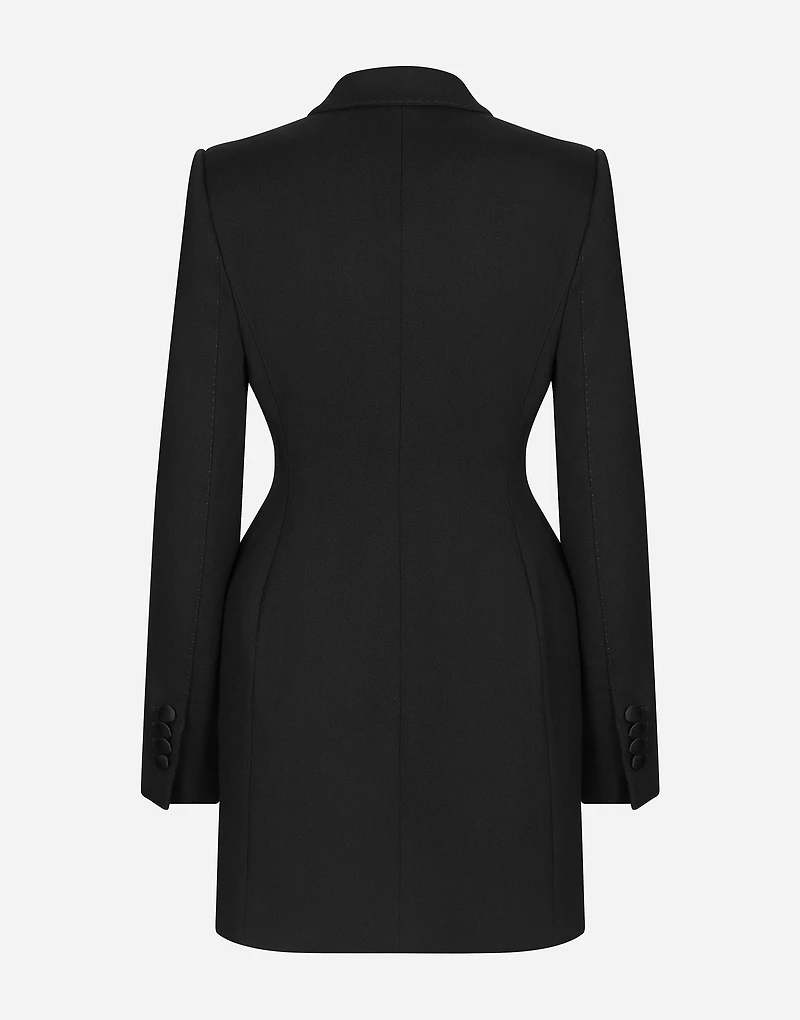Long double-breasted Dolce tuxedo jacket stretch wool